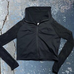 Fabletics Black Mesh Sleeve Hoodie